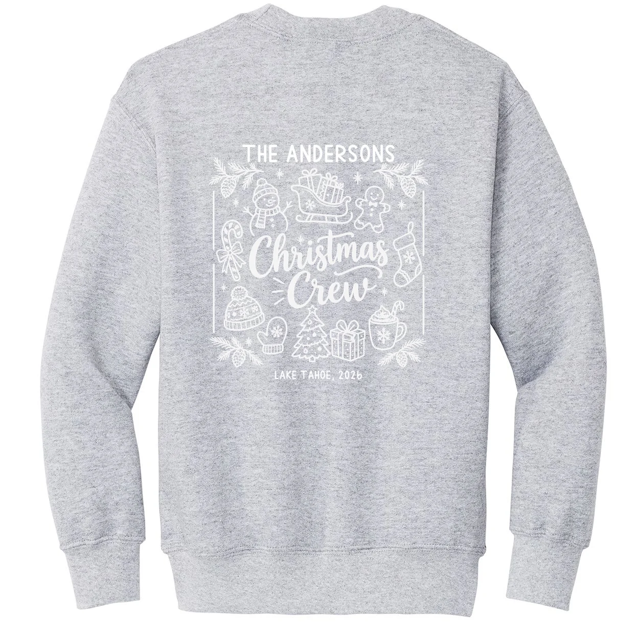 Christmas Family Matching Name Custom Gift - Minimalist Christmas Design Kids Sweatshirt - Back - Close-up