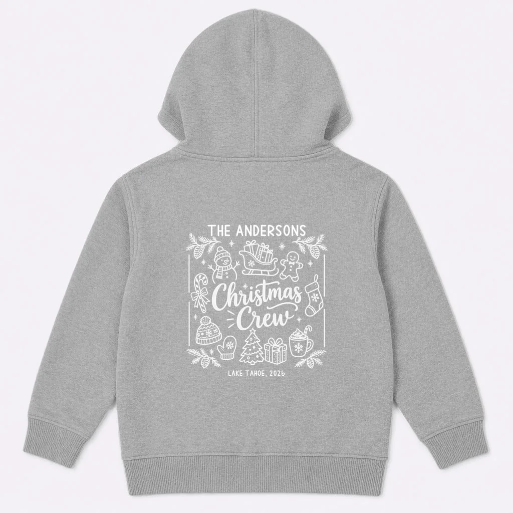 Christmas Family Matching Name Custom Gift - Minimalist Christmas Design Kids Hoodie - Back