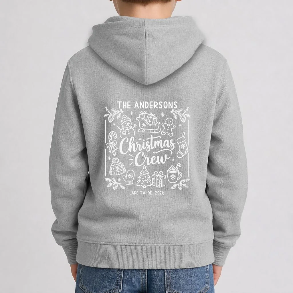 Christmas Family Matching Name Custom Gift - Minimalist Christmas Design Kids Hoodie - Back 1