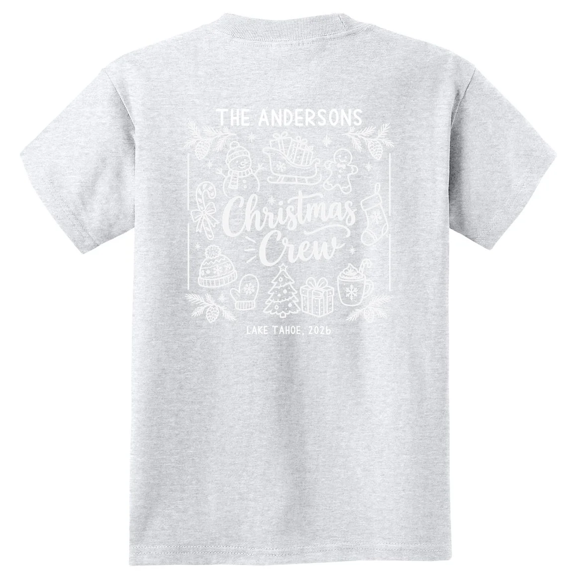 Christmas Family Matching Name Custom Gift - Minimalist Christmas Design Kids T-Shirt - Back - Close-up