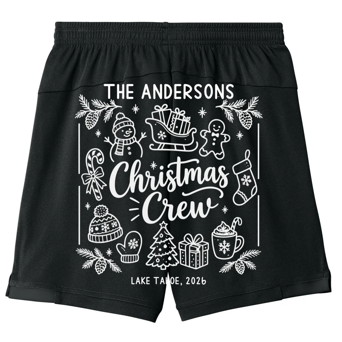 Christmas Family Matching Name Custom Gift - Minimalist Christmas Design Kids Shorts - Back