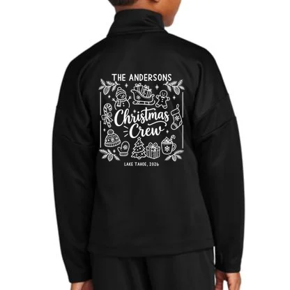 Christmas Family Matching Name Custom Gift - Minimalist Christmas Design Kids Jacket - Back - Close-up