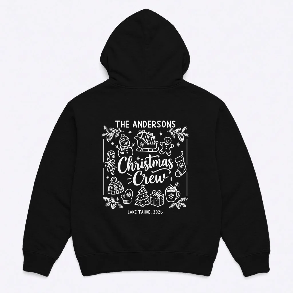 Christmas Family Matching Name Custom Gift - Minimalist Christmas Design Men's Hoodie - Back