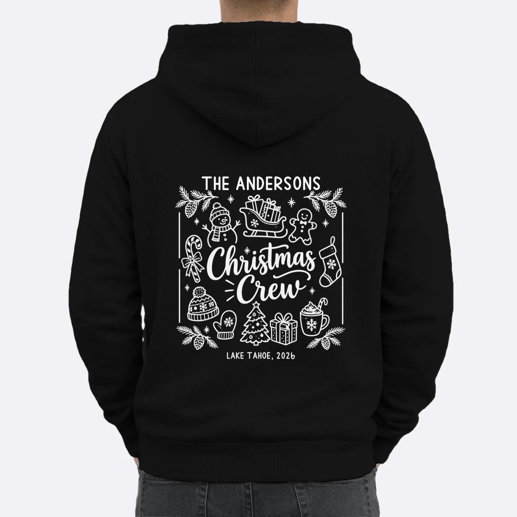 Christmas Family Matching Name Custom Gift - Minimalist Christmas Design Men's Hoodie - Back 1