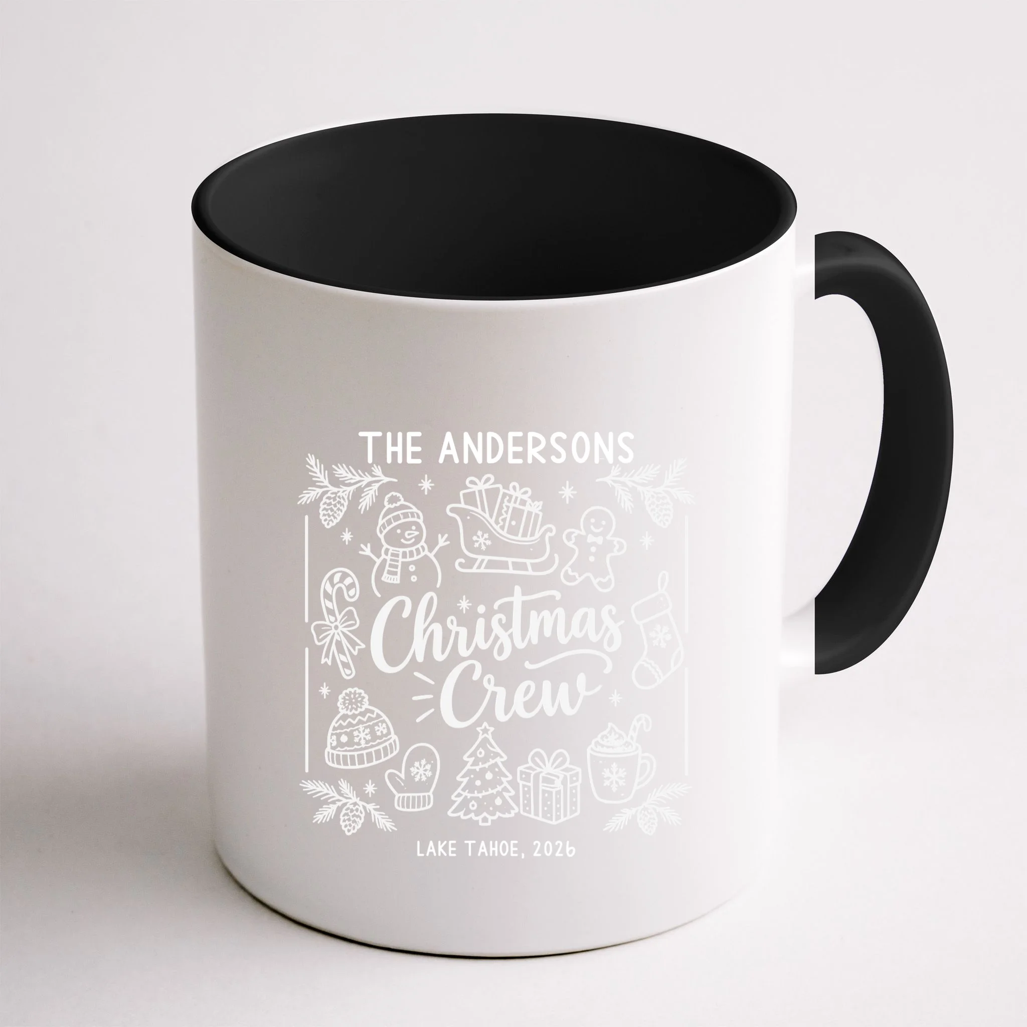 Christmas Family Matching Name Custom Gift - Minimalist Christmas Design Mug - Back