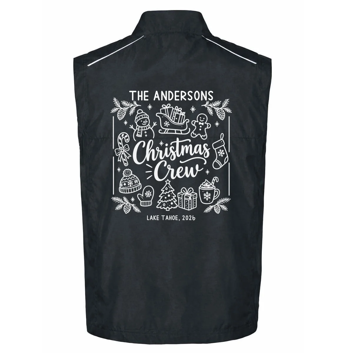 Christmas Family Matching Name Custom Gift - Minimalist Christmas Design Men's Vest - Back - Close-up