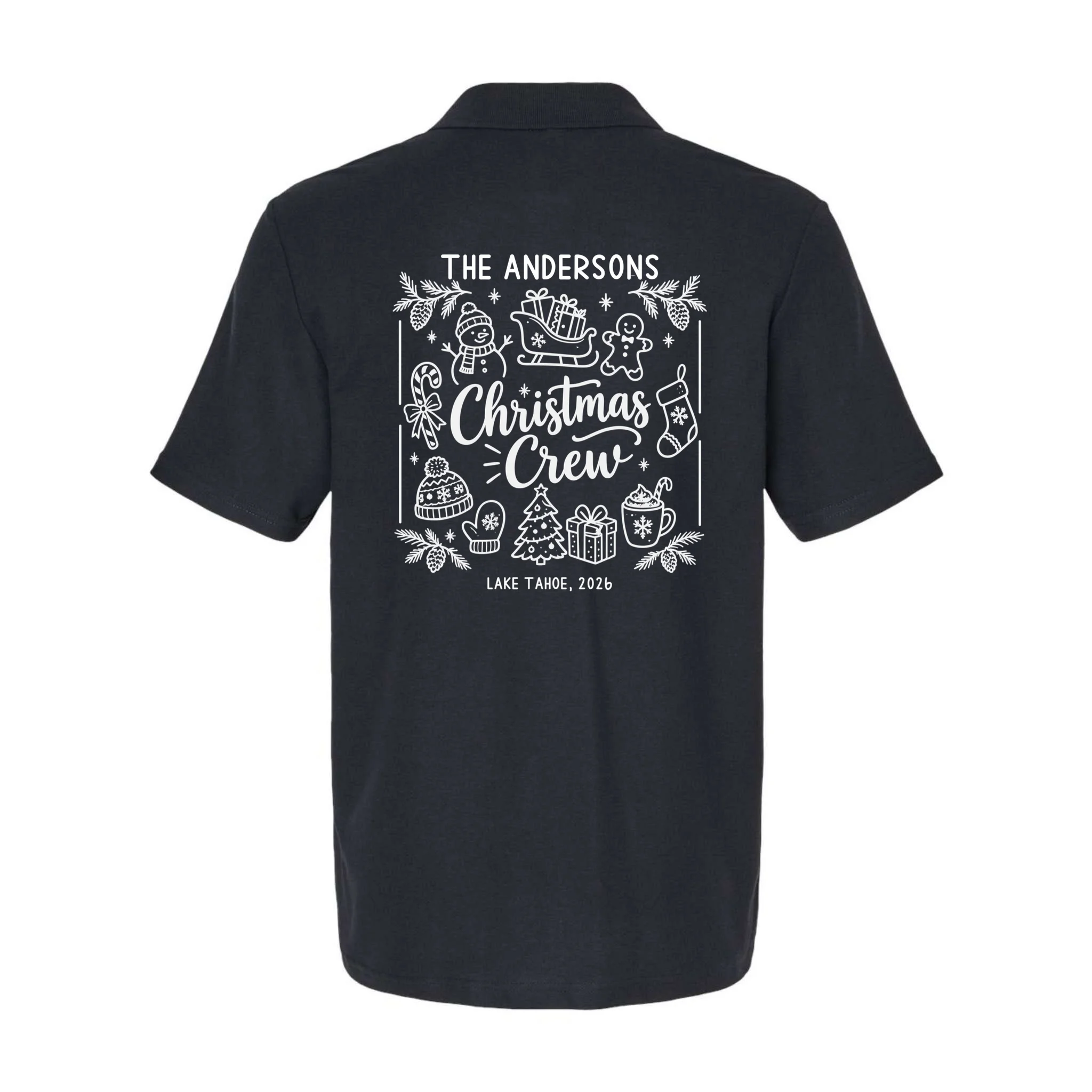 Christmas Family Matching Name Custom Gift - Minimalist Christmas Design Men's Polo - Back