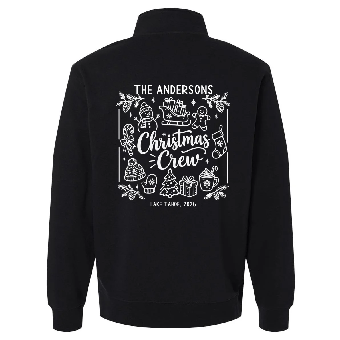 Christmas Family Matching Name Custom Gift - Minimalist Christmas Design Men's Pullover Quarter Zip - Back - Close-up
