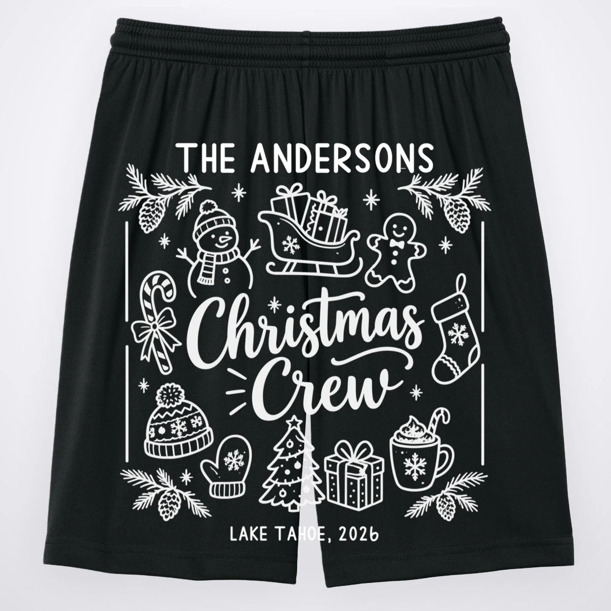 Christmas Family Matching Name Custom Gift - Minimalist Christmas Design Men's Shorts - Back