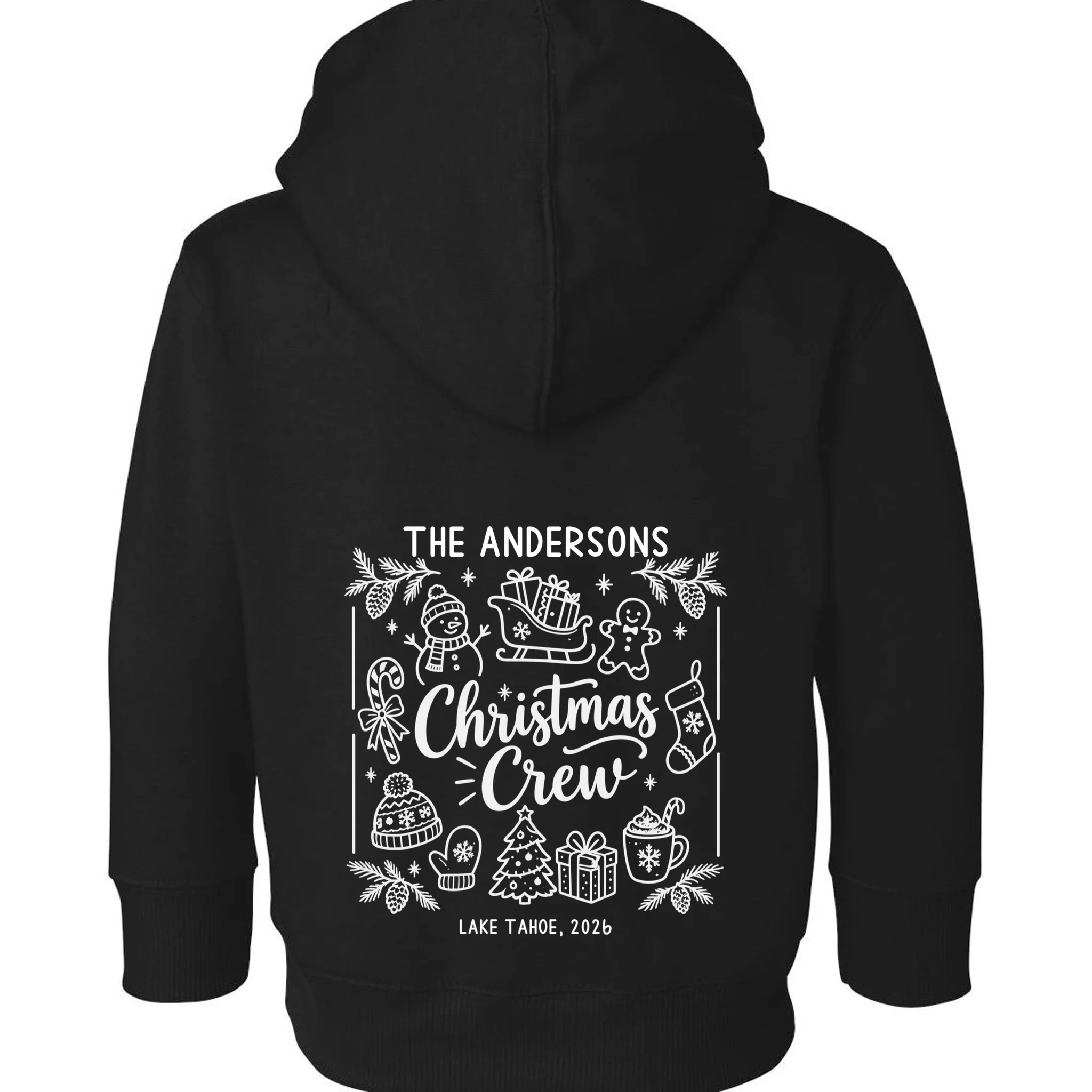 Christmas Family Matching Name Custom Gift - Minimalist Christmas Design Toddler Hoodie - Back - Close-up