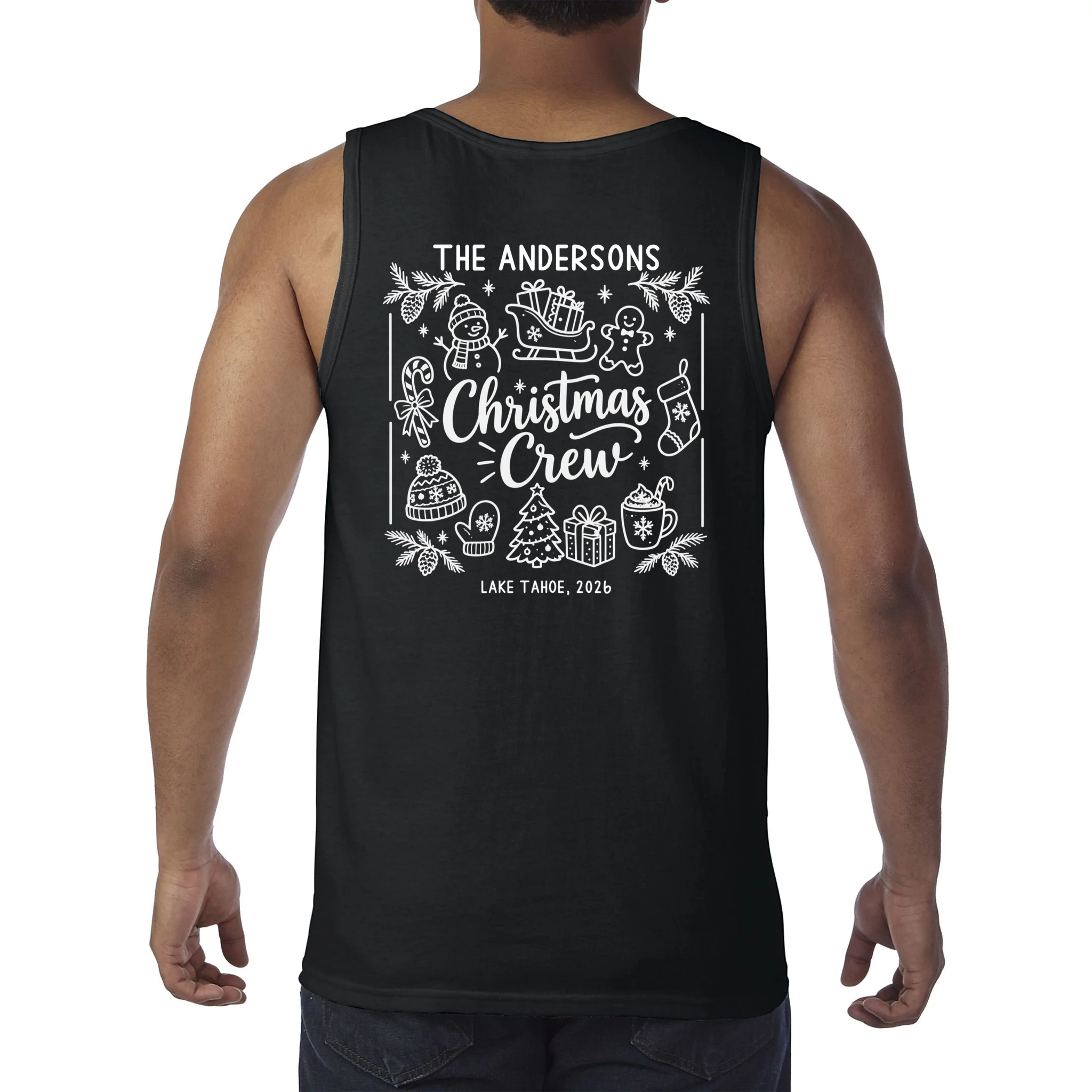 Christmas Family Matching Name Custom Gift - Minimalist Christmas Design Men's Tank Top - Back