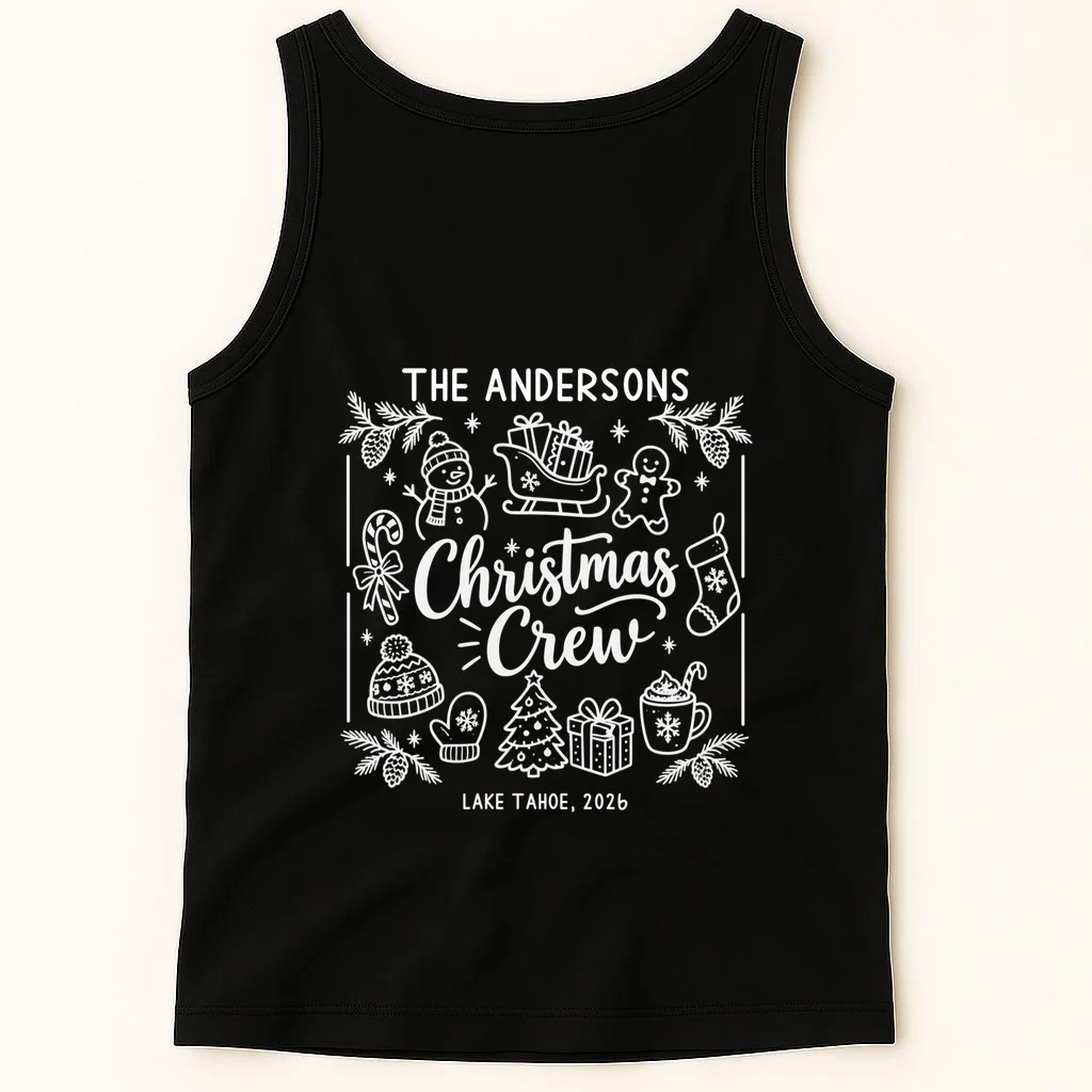 Christmas Family Matching Name Custom Gift - Minimalist Christmas Design Men's Tank Top - Back 1