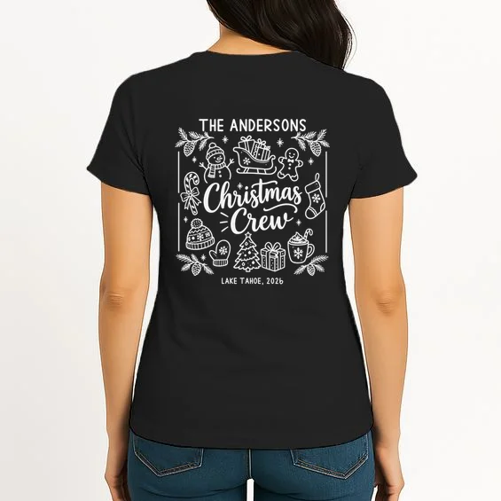 Christmas Family Matching Name Custom Gift - Minimalist Christmas Design Women's T-Shirt - Back