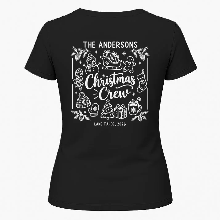 Christmas Family Matching Name Custom Gift - Minimalist Christmas Design Women's T-Shirt - Back 1