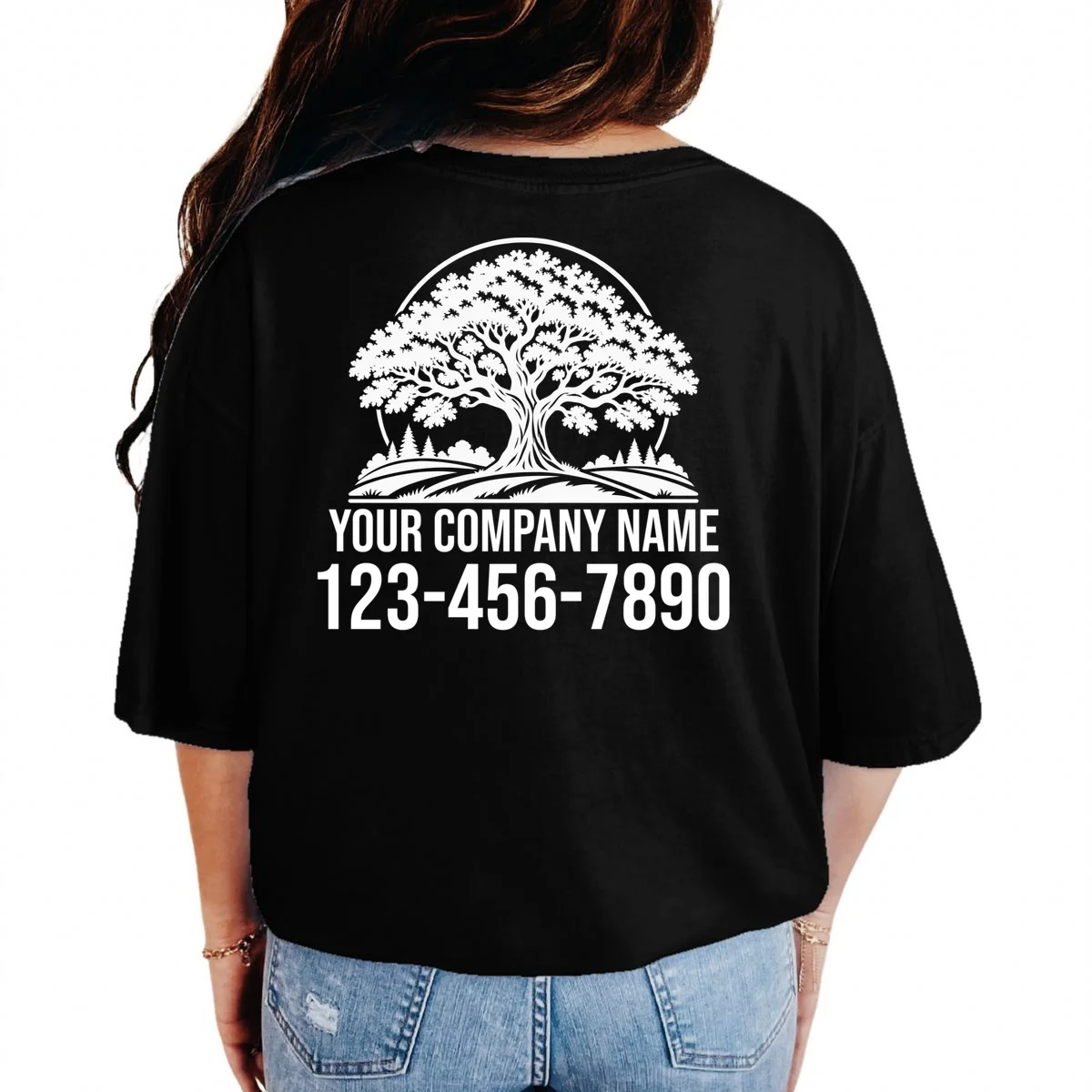 Custom Phone Number Custom Business Name Landscaping Shirt T-Shirt - Back