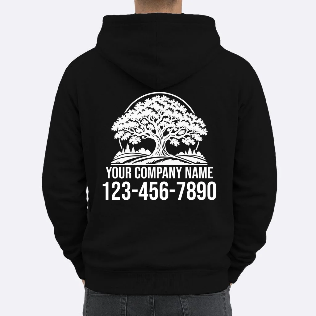 Custom Phone Number Custom Business Name Landscaping Shirt Hoodie - Back 1