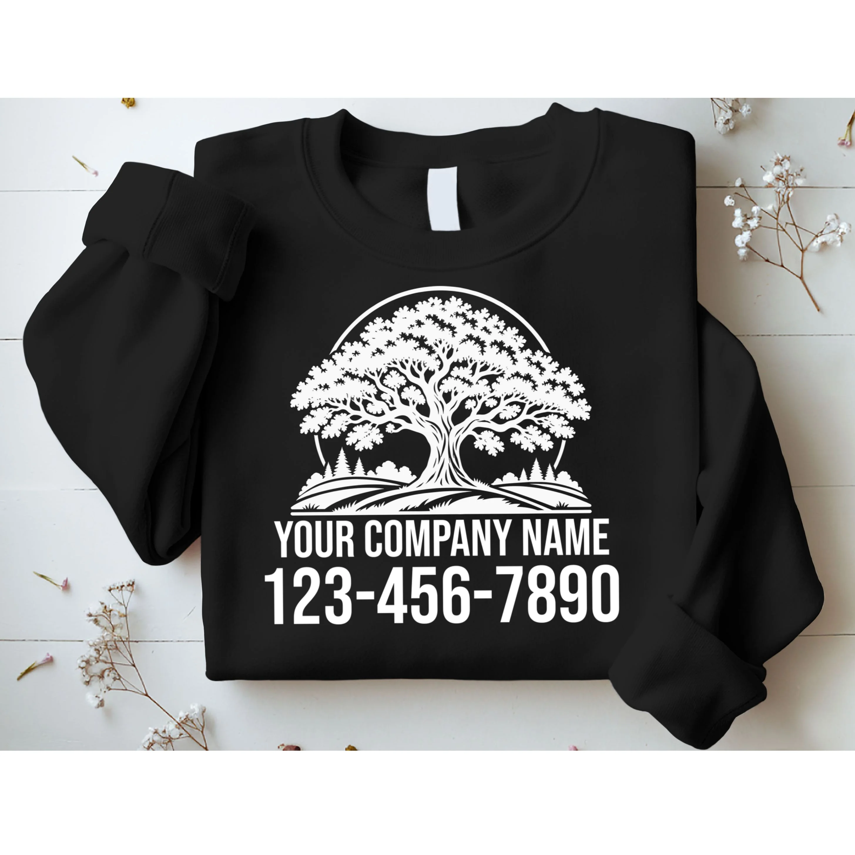 Custom Phone Number Custom Business Name Landscaping Shirt Sweatshirt - Front 1