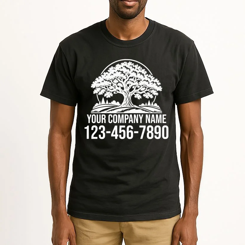 Custom Phone Number Custom Business Name Landscaping Shirt Tall T-Shirt - Front 1