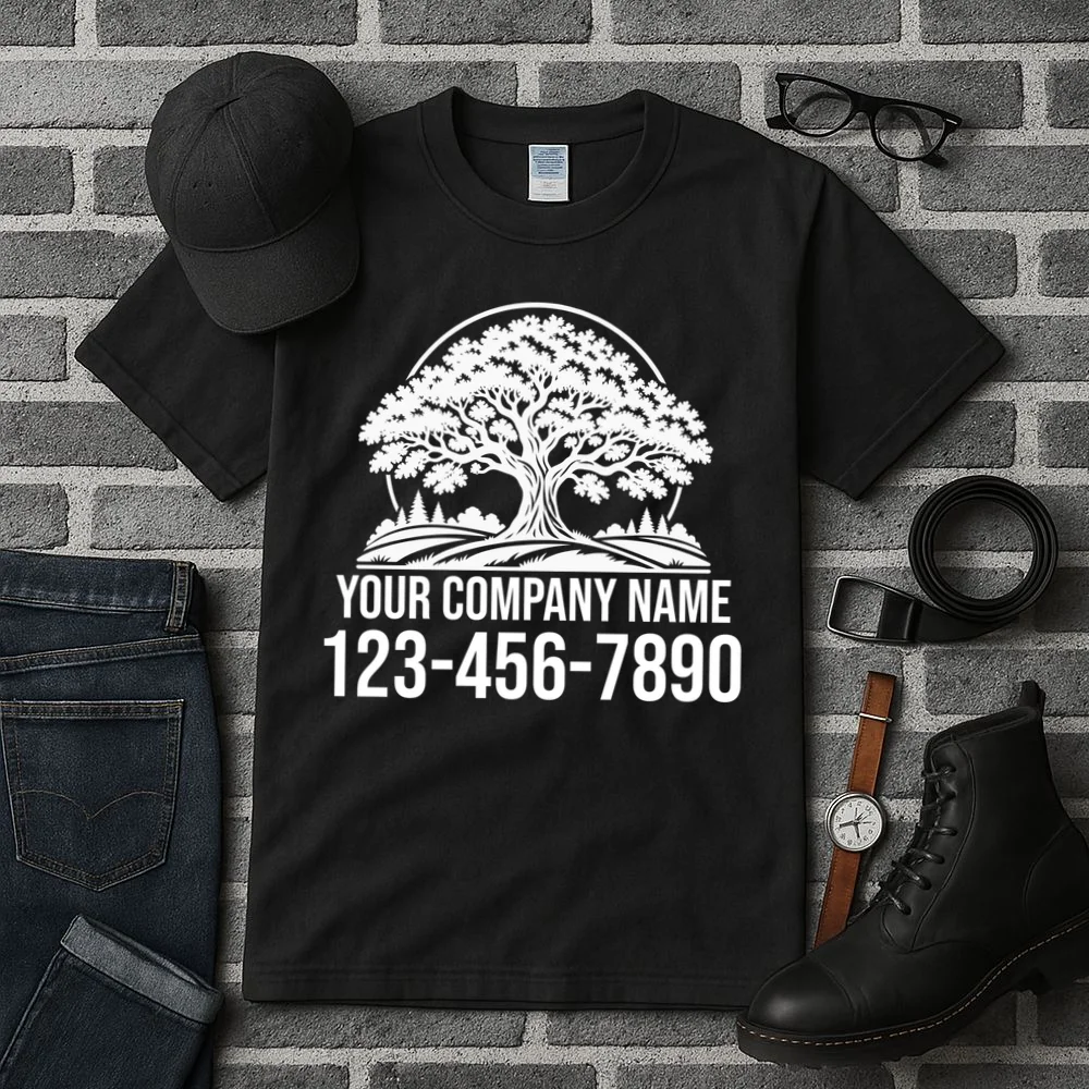 Custom Phone Number Custom Business Name Landscaping Shirt Tall T-Shirt - Front 2