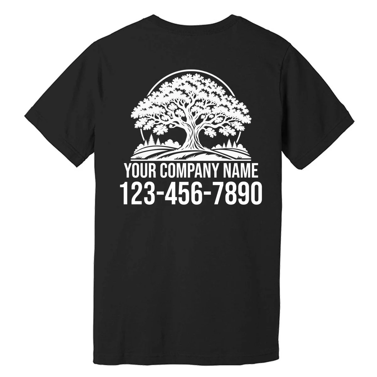 Custom Phone Number Custom Business Name Landscaping Shirt T-Shirt - Back