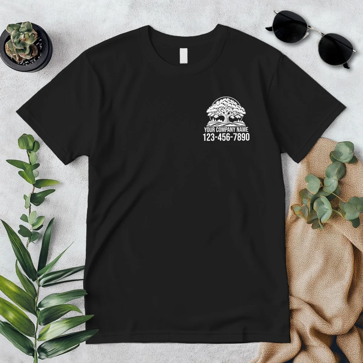 Custom Phone Number Custom Business Name Landscaping Shirt T-Shirt - Front 1