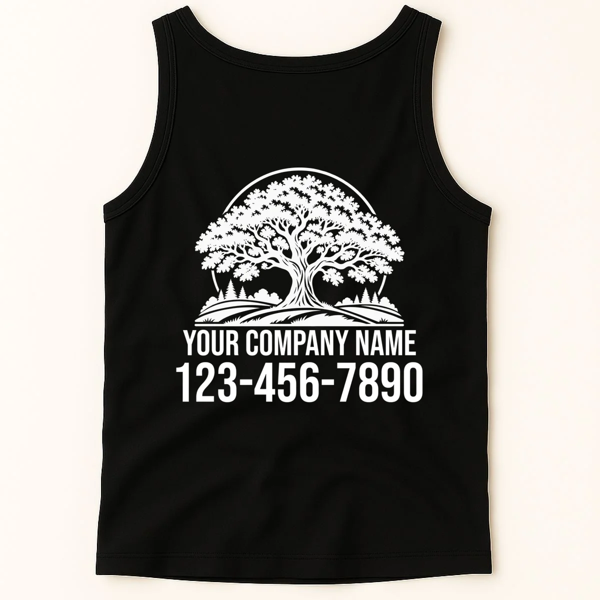 Custom Phone Number Custom Business Name Landscaping Shirt Tank Top - Back 1