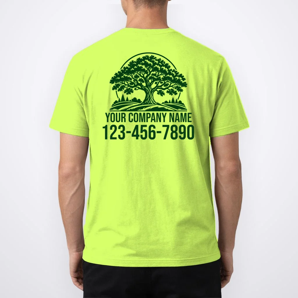 Custom Phone Number Custom Business Name Landscaping Shirt T-Shirt - Back 1