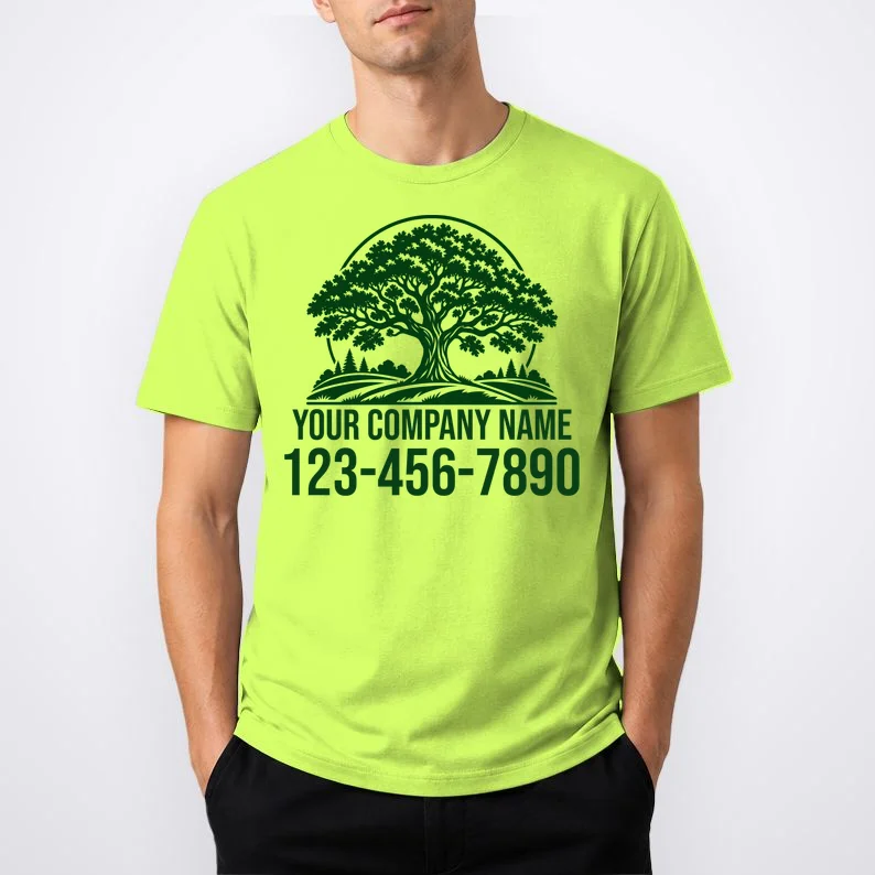 Custom Phone Number Custom Business Name Landscaping Shirt T-Shirt - Front 1