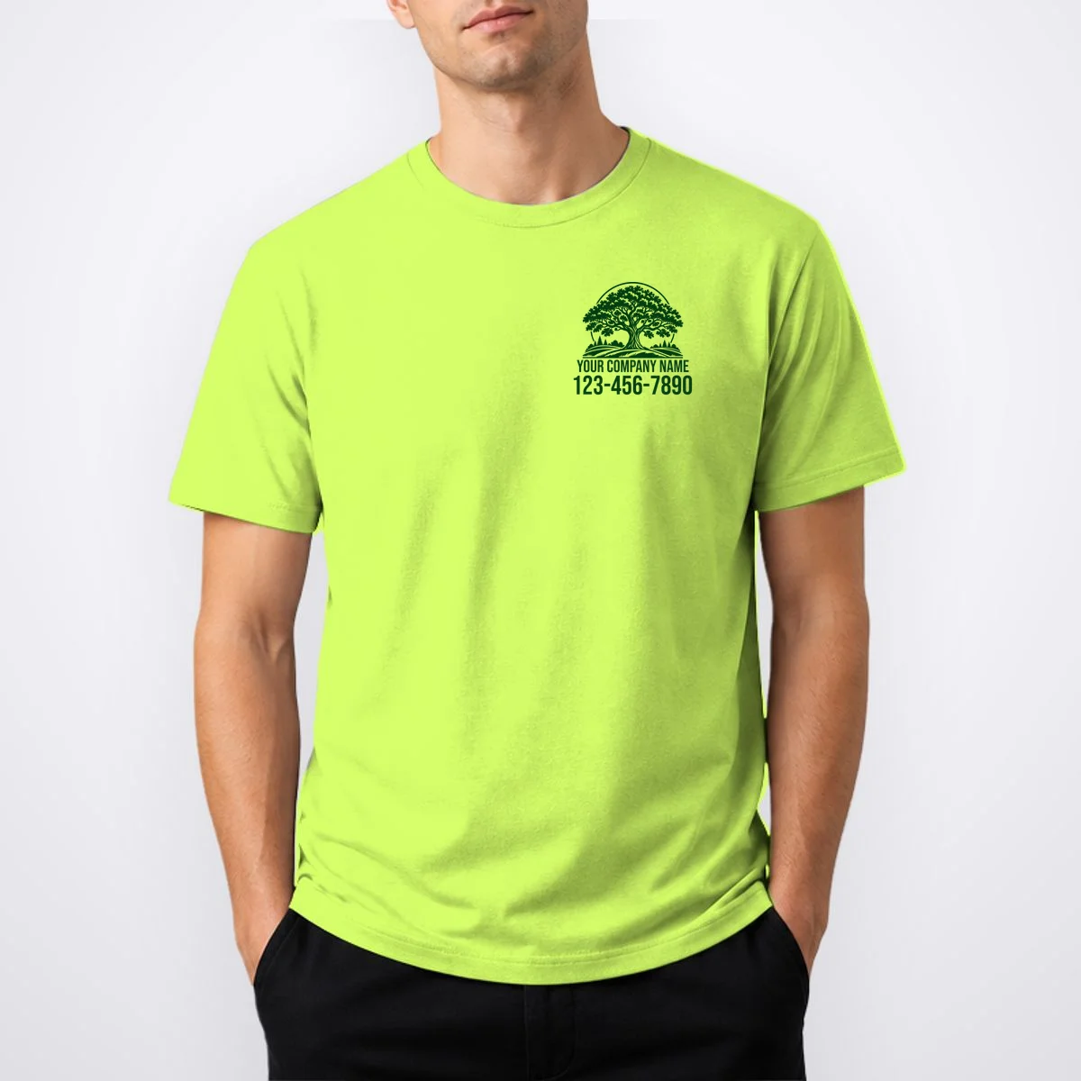 Custom Phone Number Custom Business Name Landscaping Shirt T-Shirt - Front 1
