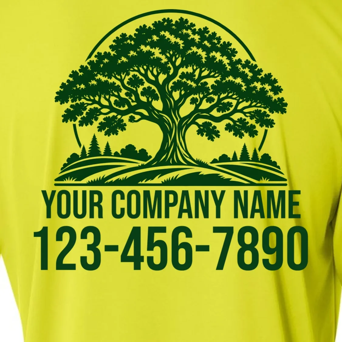 Custom Phone Number Custom Business Name Landscaping Shirt Men's Performance Long Sleeve Shirt - Back - Close-up