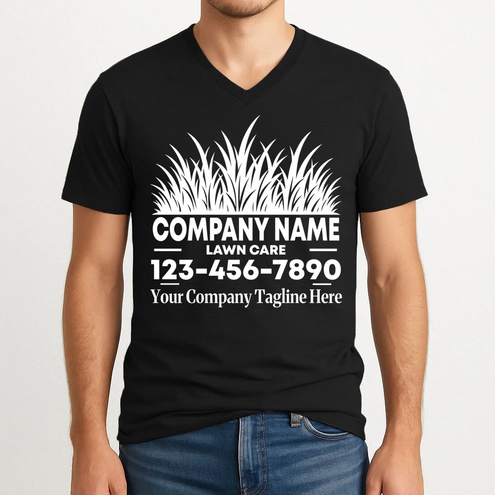 Custom Lawncare Personalized V-Neck T-Shirt - Front 1