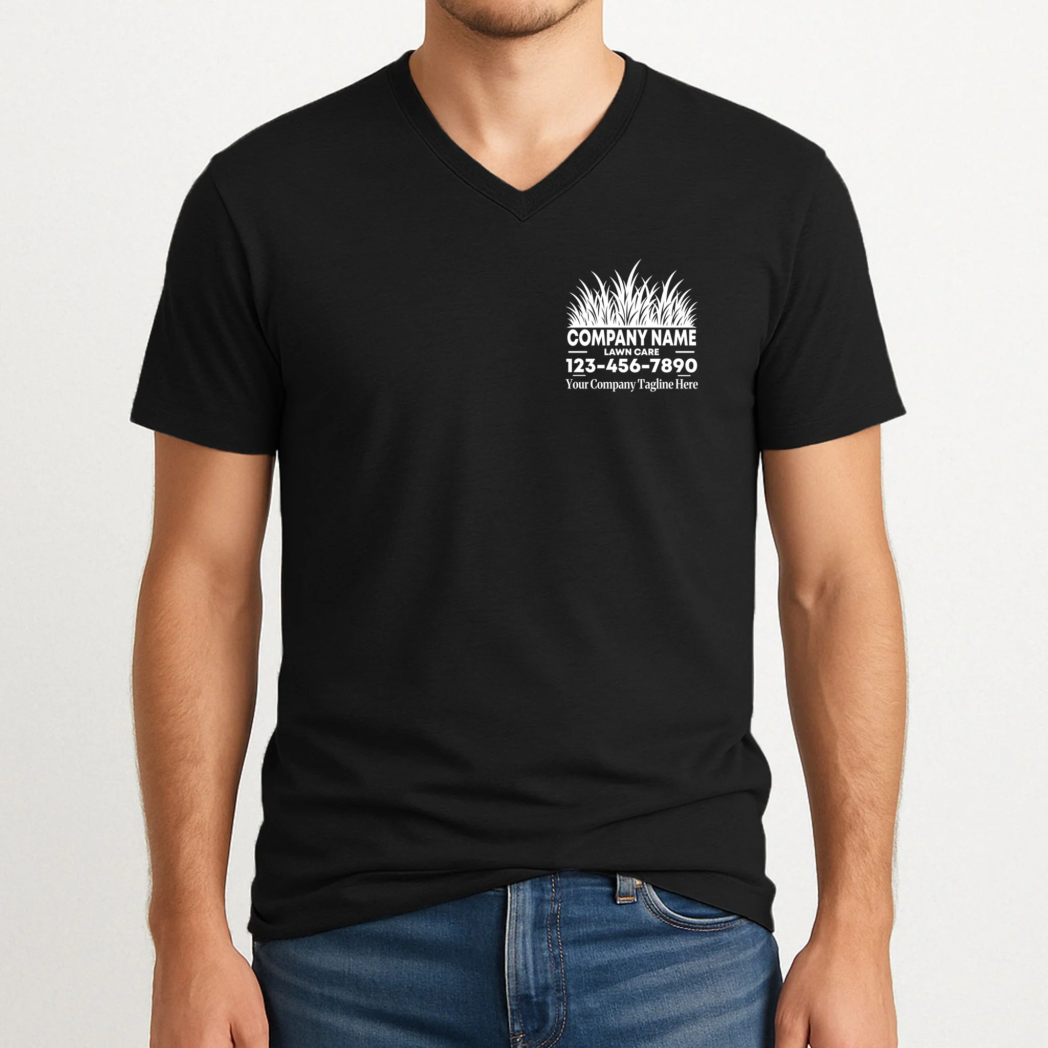 Custom Lawncare Personalized Bella+Canvas Men's V-Neck T-Shirt - Front 1