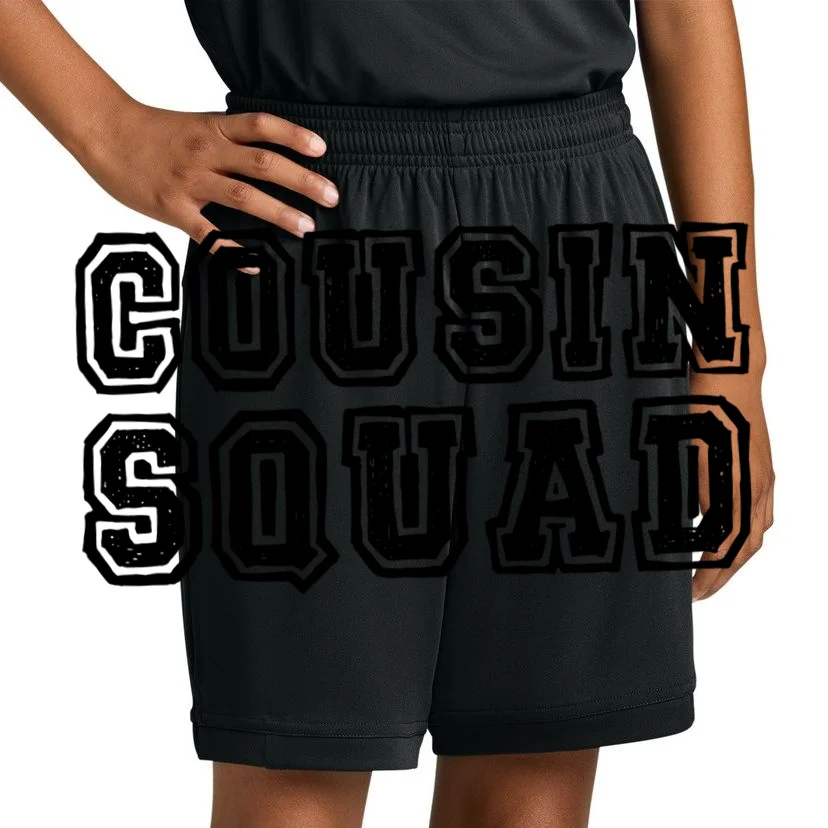 Cousin Squad Custom Name And Number Kids Shorts - Front 1