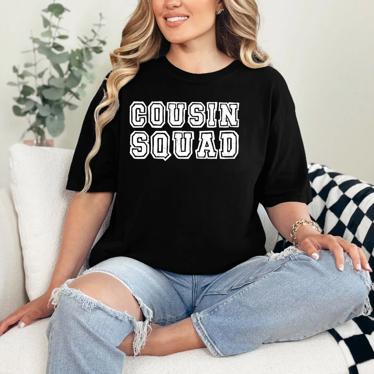 Cousin Squad Custom Name And Number T-Shirt - Front 1