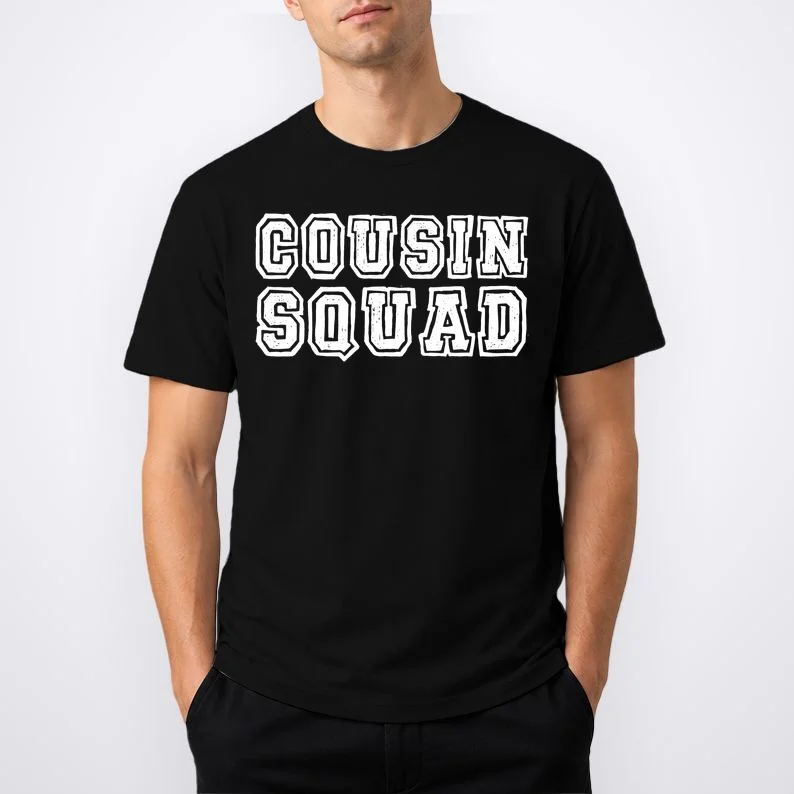 Cousin Squad Custom Name And Number T-Shirt - Front 1