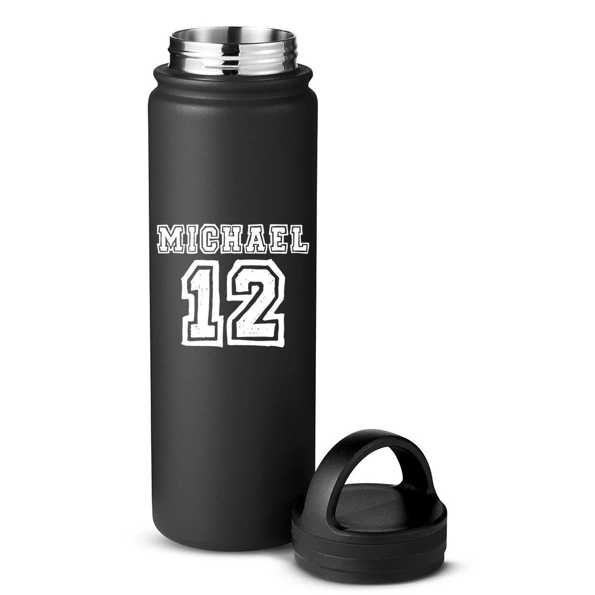 Cousin Squad Custom Name And Number 24oz Water Bottle - Back - Close-up