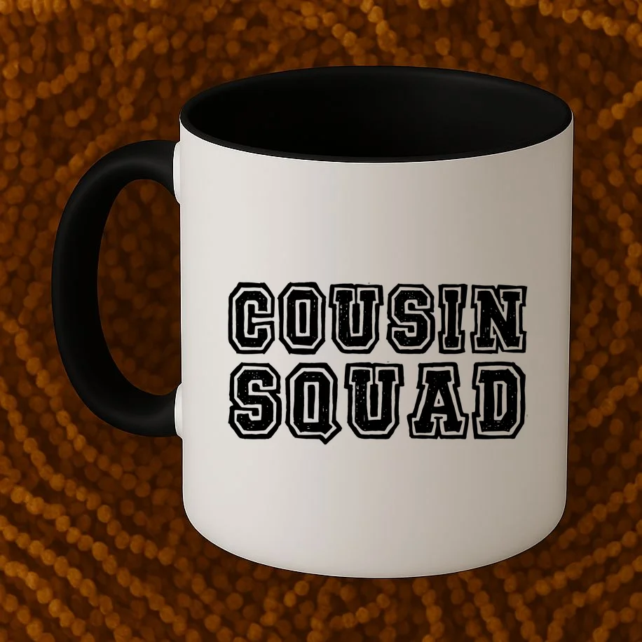 Cousin Squad Custom Name And Number Coffee Mug - Front 1
