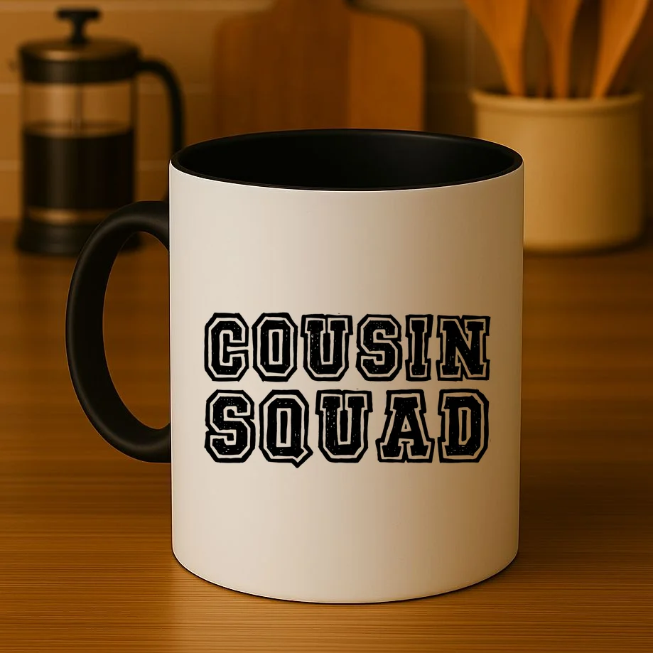 Cousin Squad Custom Name And Number Coffee Mug - Front 3