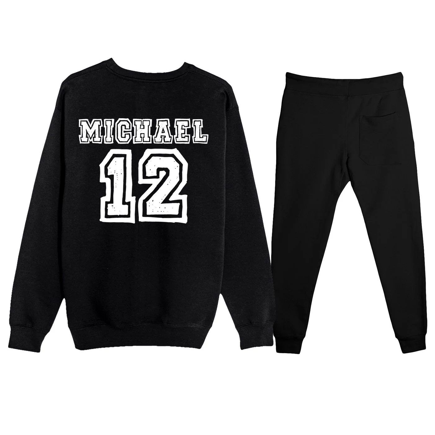 Cousin Squad Custom Name And Number Men's Sweatsuit - Back - Close-up