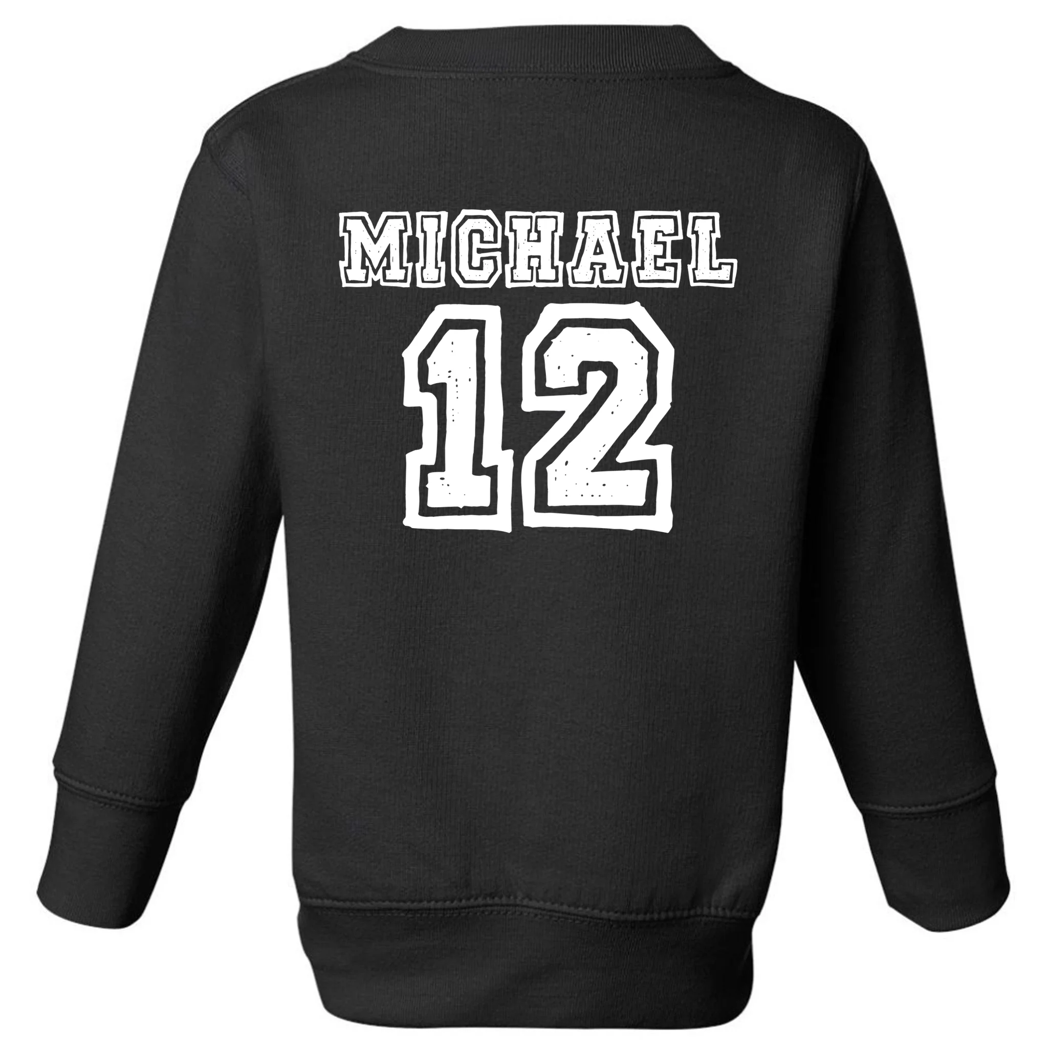 Cousin Squad Custom Name And Number Toddler Sweatshirt - Back - Close-up
