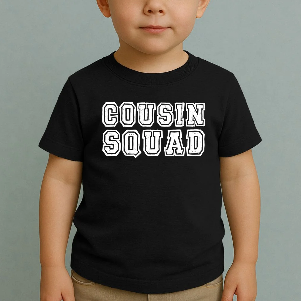 Cousin Squad Custom Name And Number Toddler T-Shirt - Front 1