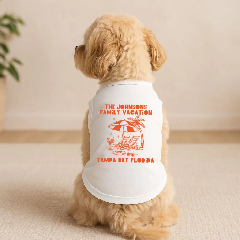 Custom Family Vacation Beach Vacation Doggie Tank - Front 1