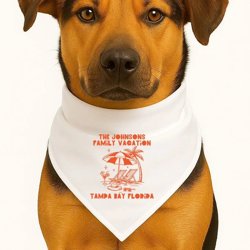 Custom Family Vacation Beach Vacation Dog Bandana - Front 1