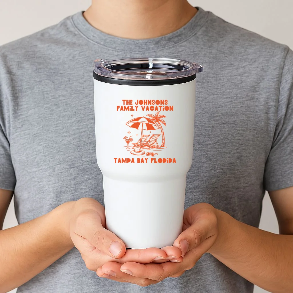 Custom Family Vacation Beach Vacation 20oz Tumbler - Front 1