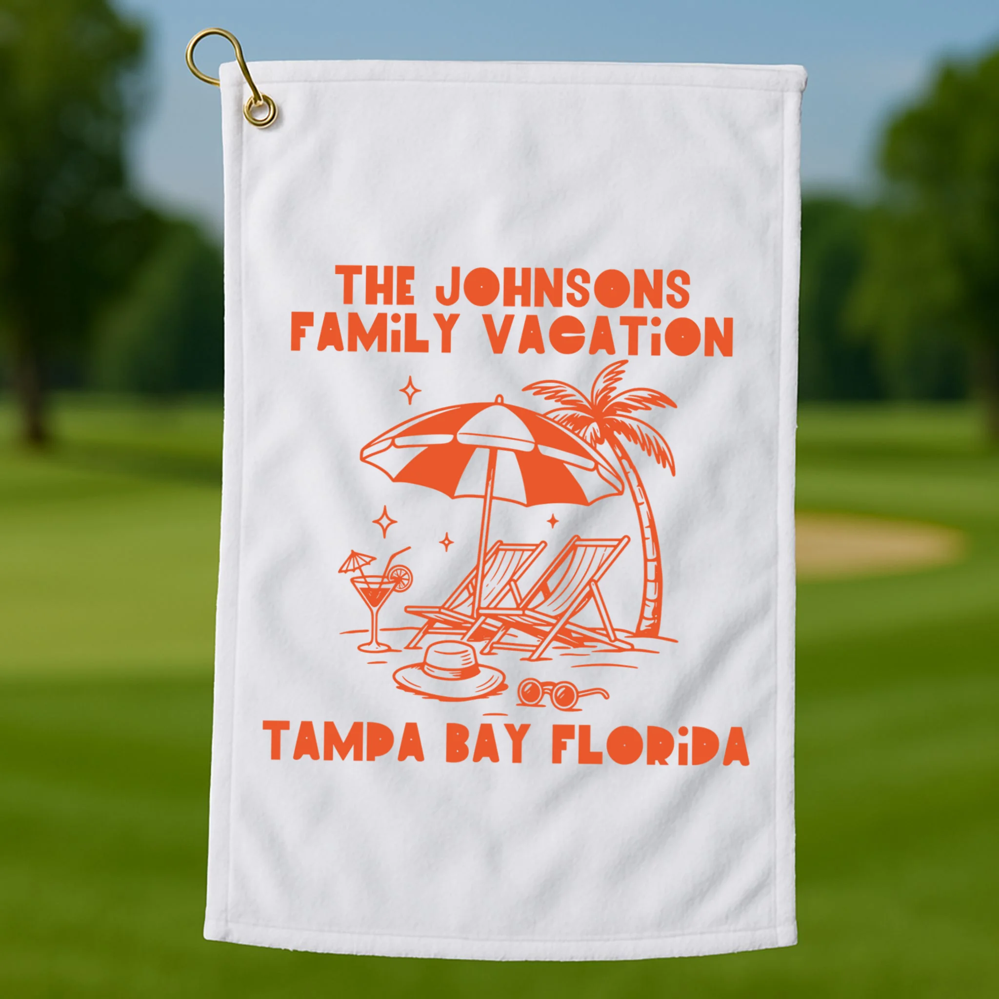 Custom Family Vacation Beach Vacation Golf Towel - Front 1