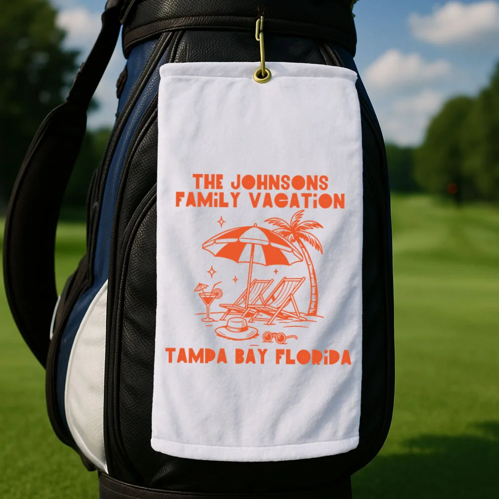 Custom Family Vacation Beach Vacation Golf Towel - Front 2