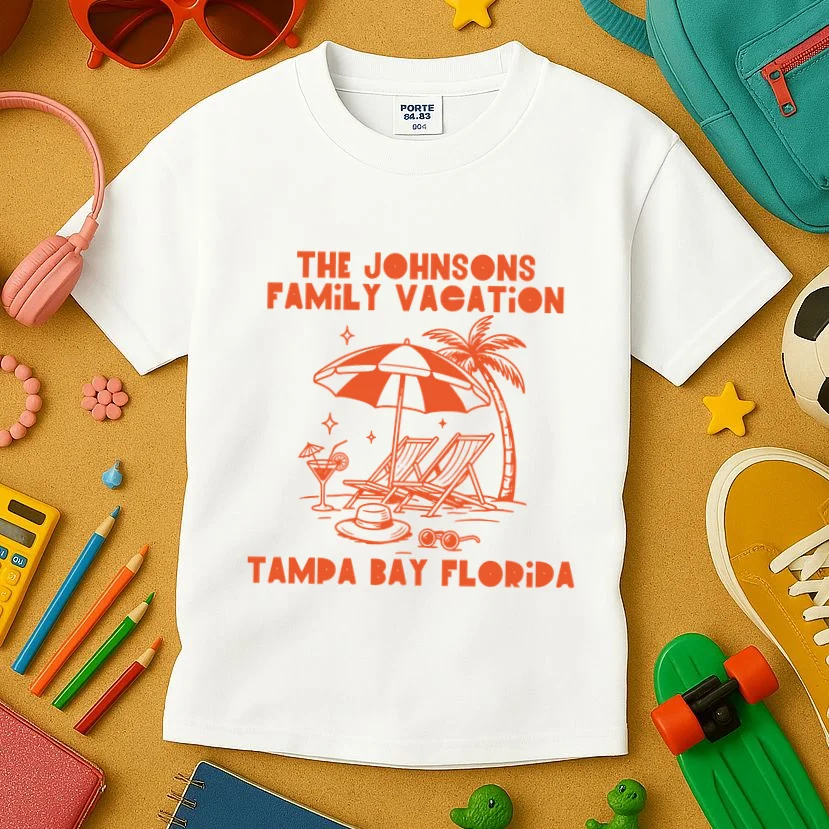 Custom Family Vacation Beach Vacation Kids T-Shirt - Front 2