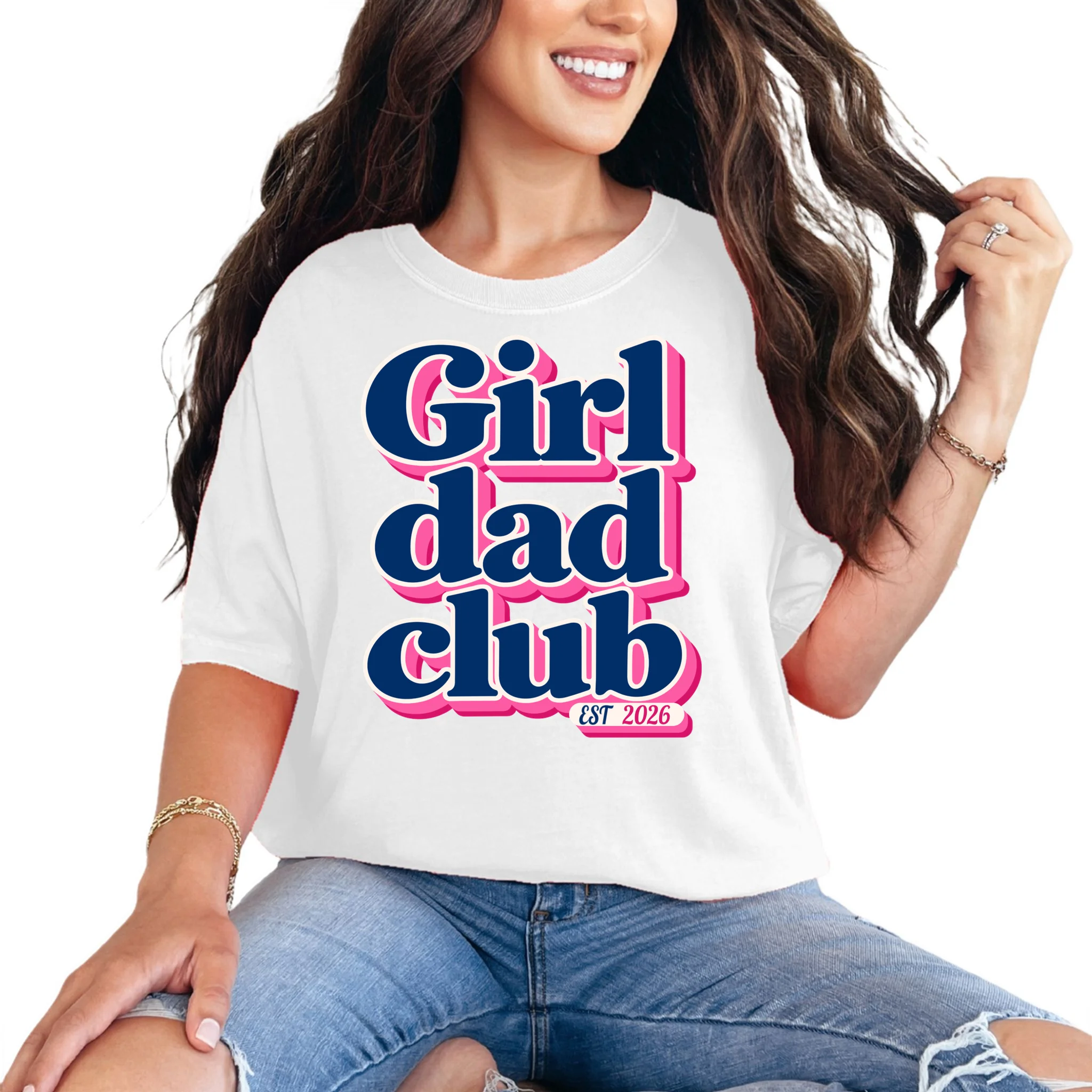 Girl Dad Club Customizable Year Gift for Dad Comfort Colors Unisex T-Shirt - Front