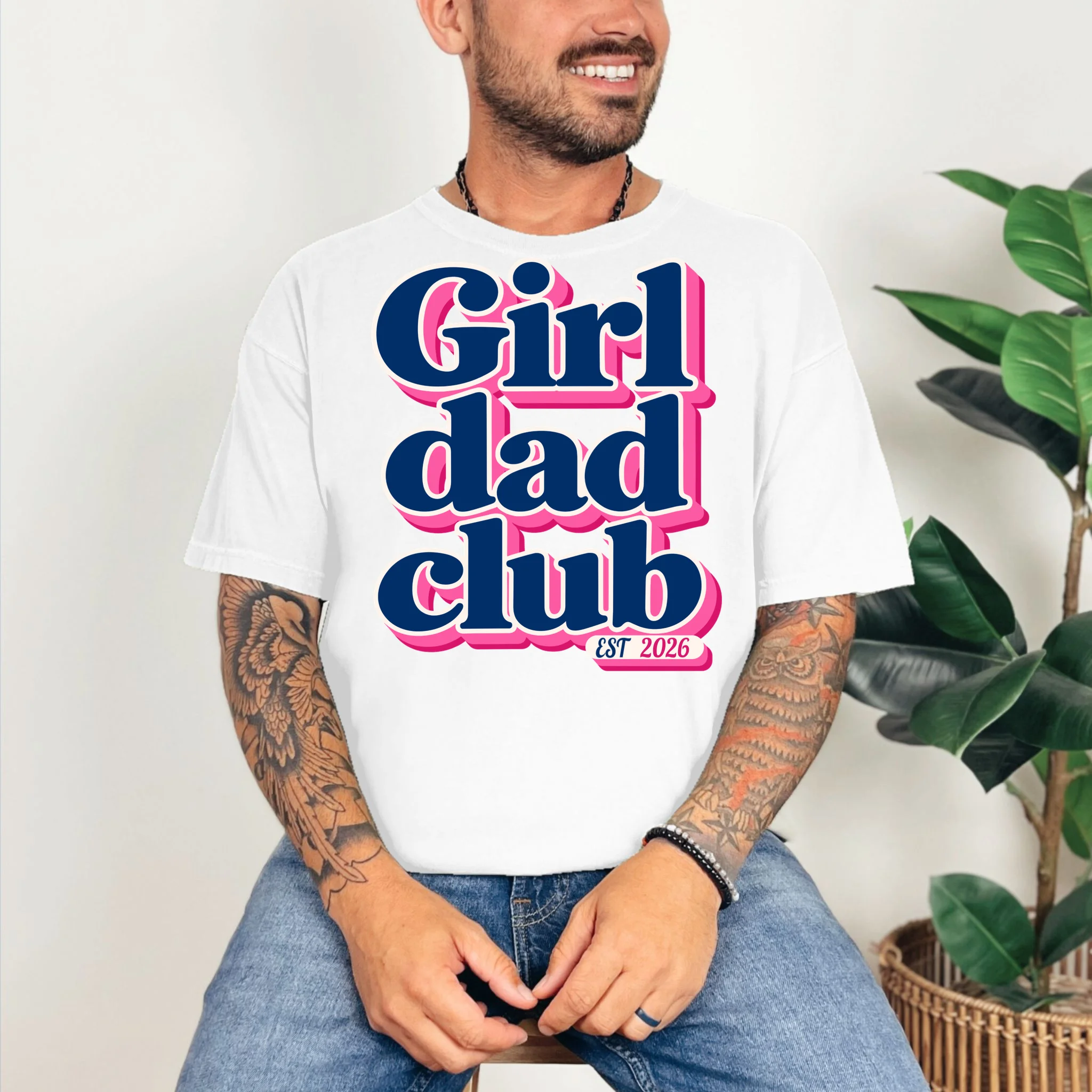 Girl Dad Club Customizable Year Gift for Dad T-Shirt - Front 2