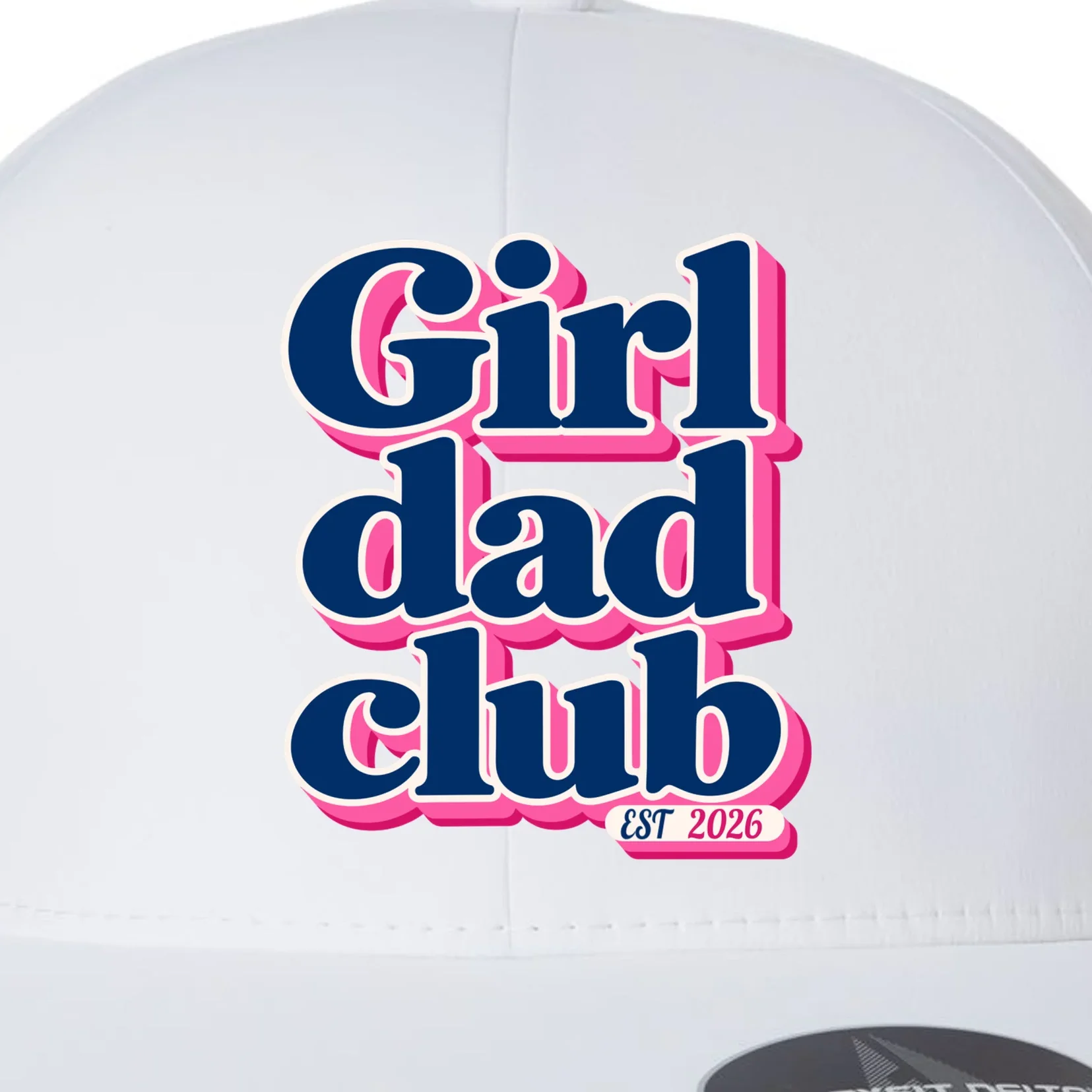 Girl Dad Club Customizable Year Gift for Dad Flexfit Men's Snapback Hat - Front - Close-up
